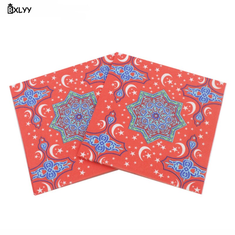 BXLYY Arabische Ramadan Festival Servet Kleur Afdrukken Tissues Papier Servet Partij met Home Decoratie Accessoires Wedding.7: 4