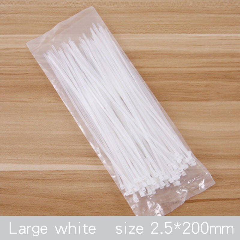 100pcs Self-Locking Plastic Nylon Wire Cable Ties Zip Tie Black White Cable Ties Fasten Loop Cable Various Specifications: large white 100pcs