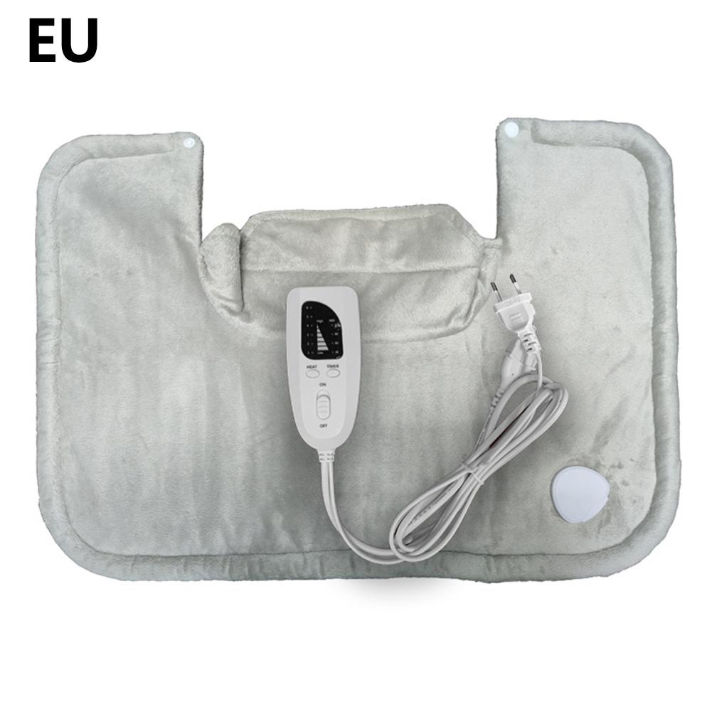 Elektrisk varmepute lindre nakke skulder tretthet oppvarmet sjal intelligent temperaturføler vaskbart varmeteppe 58 x 42cm: beige  eu 230v