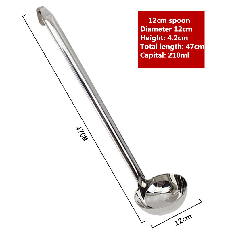 Louche à Long manche en acier inoxydable, cuillère de service, grande cuillère à soupe ronde Buffet, ustensiles de cuisine créatifs, vaisselle: 12cm spoon