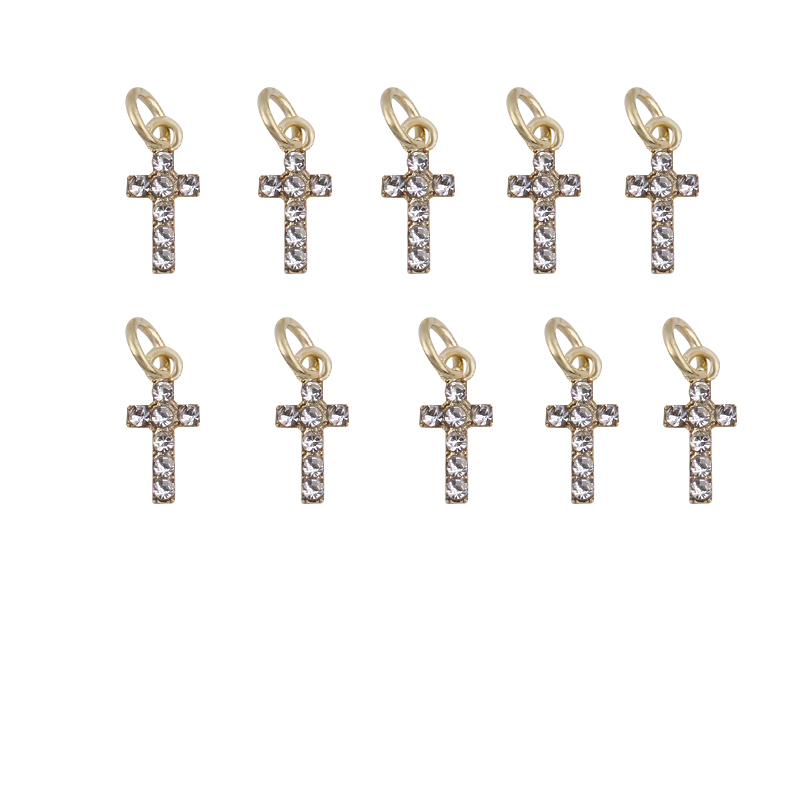 10Pcs Luxurious Hollow Dangle Nail art Charms Golden Star/Heart/Moon /Christian Cross Nail Piercing Jewelry Nail Hoop Pendants#5: 846