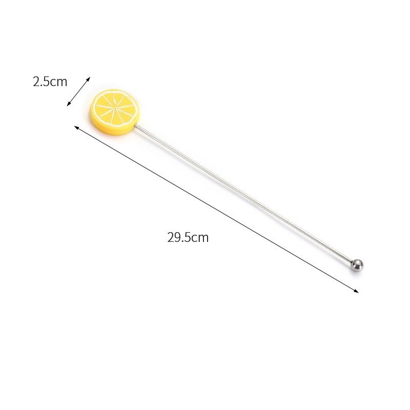 Palitos de cóctel de acero inoxidable, barra de copa de vino, palillos de mezcla, reutilizables, para zumo, Chocolate, cuchara para mezclar: 1pc Lemon