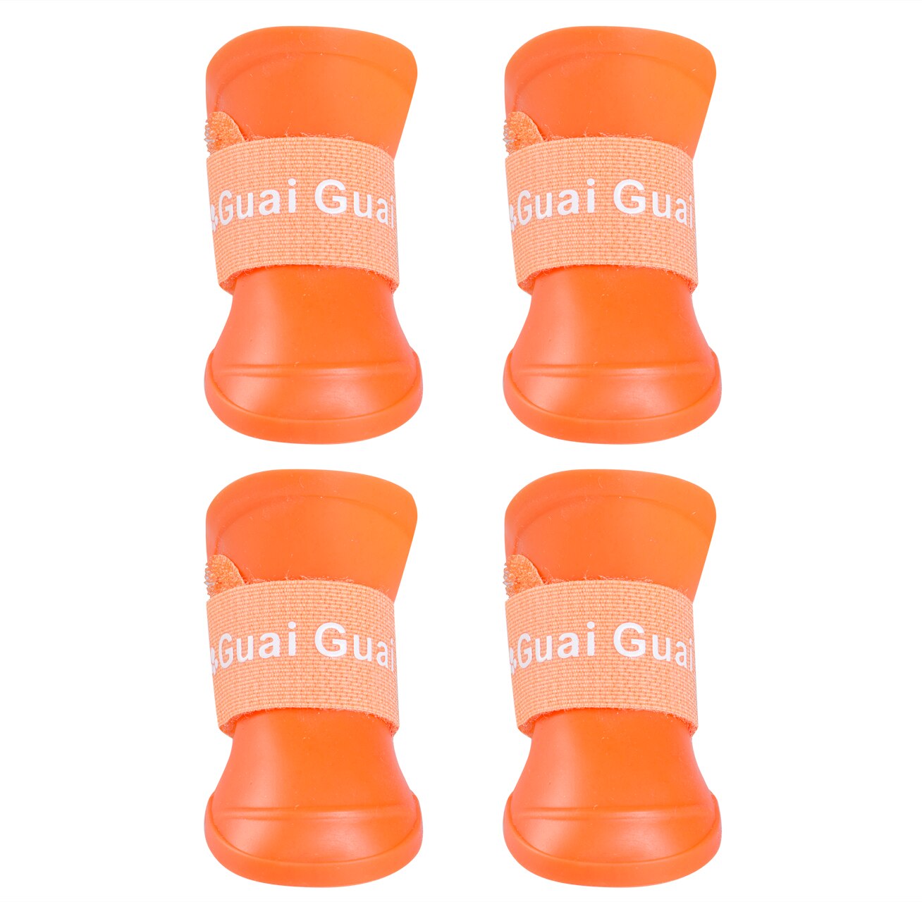 US 4pcs Pet Dog Rubber Rain Boots Anti-slip Waterproof Snow Shoes Paw Protector: Orange / L