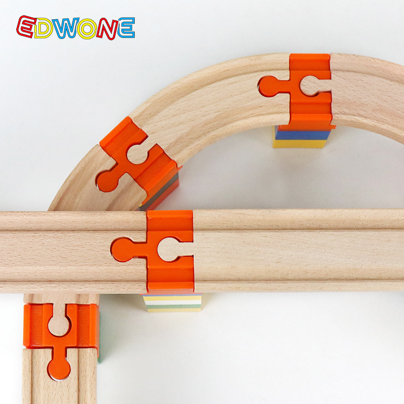 Wooden Train Tracks Adapters Accessories Building Blocks Universal Connectors fit for All Wooden Tracks Toys for Kids