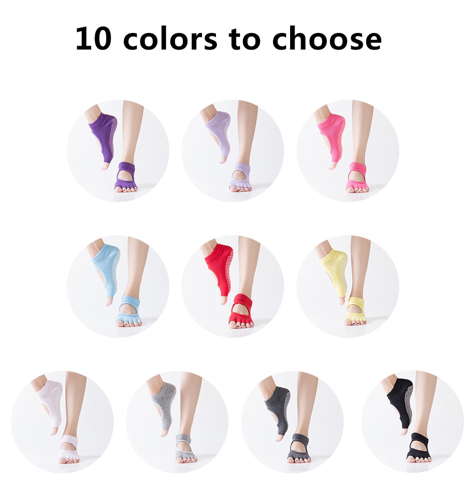 1 Pair Women Yoga Socks Anti Slip for Lady Gym Fitness Sports Pilates Sock Slippers Dance Protector