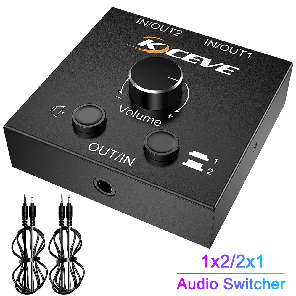 3,5 mm Audio--Umschalter-Splitter, 2-in-1/4-in-1 bidirektionaler Audio--Adapter mit Stummschalttaste, RCA-Stereo-Audio--Schalter, Videokabel