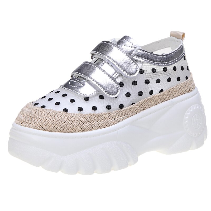uformelt dame sko vår bølgepunkt beige pustende leiligheter plattform loafers enkle komfortable mokkasiner  s873: 7.5