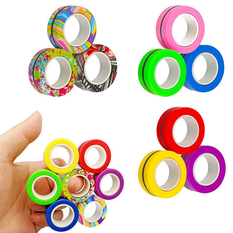 Hot 3 sztuk magnetyczne Spinne Fidget pierścień Spinner magnes zabawki typu Fidget Unzip antystresowy dla dzieci dorosłych magnetyczne pierścienie...
