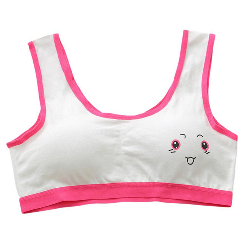 3 pièces mignon dessin animé fille soutien-gorge doux coton adolescent décontracté formation soutien-gorge pour les étudiants adolescent LBV: Rose red