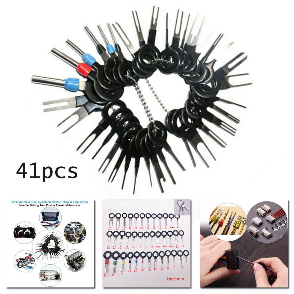 41Pcs Auto Draad Connector Pin Release Extractor Gereedschap Auto Terminal Verwijderen Kit Bedrading Crimp Connector Pin Extractor Puller Kit