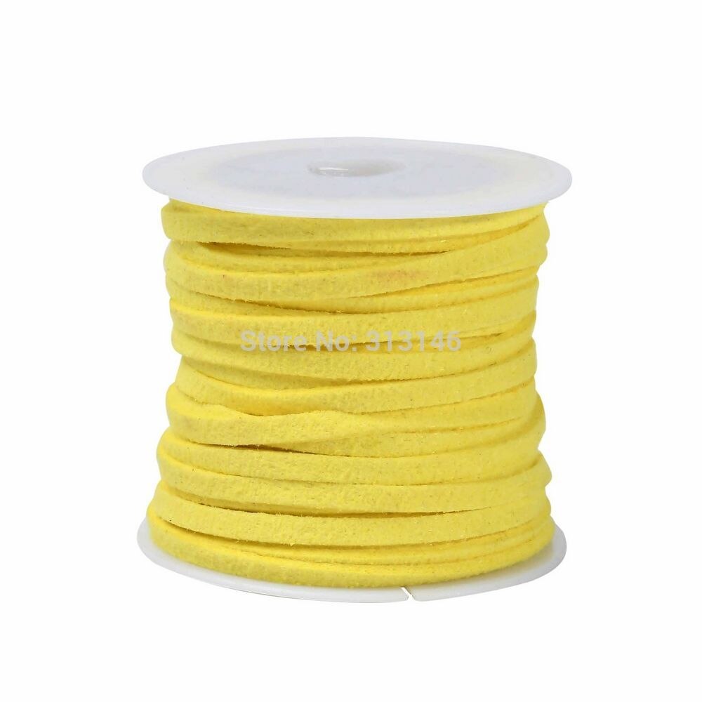 3mm 5M/Roll Flat Faux Suede Cord Leather Lace DIY Handmade Beading Bracelet Necklace Craft Supplies Jewelry Making Thread String: Yellow