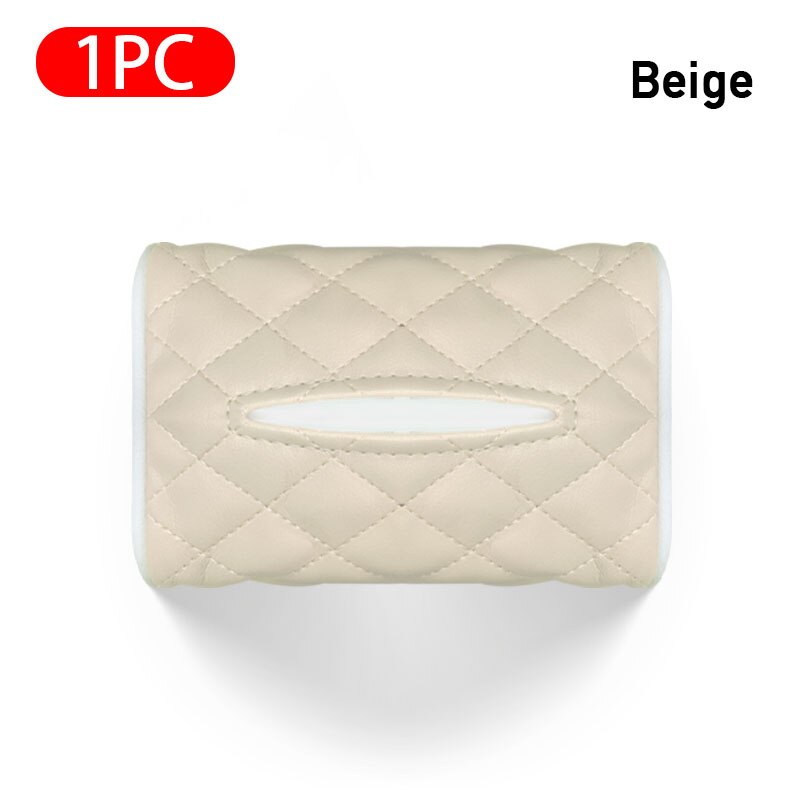 Universele Auto Tissue Box Cover Servet Papier Houder Handdoek Dispenser Voor Auto Achterbank Opknoping Papier Houder Tissue Container Case: BEIGE 1 PC