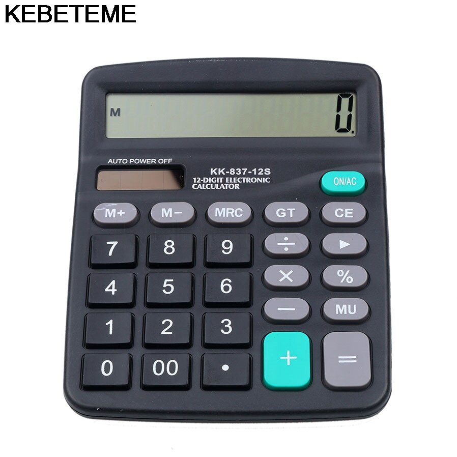 1pc Solar Calculator Office Battery or Solar 2 in 1 Powered Electronic Calculator 12 Digits Office Calculator Commercial Tool