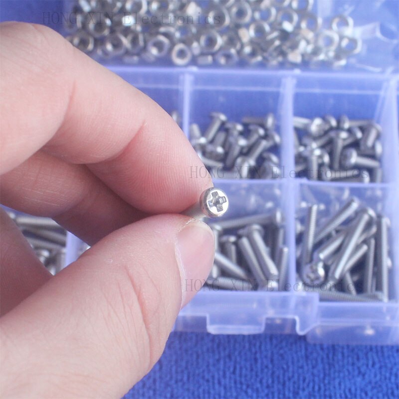 360Pcs M3 Metric phillips Button Head Stainless Steel screws nuts PCB Threaded Bolt Assortment kit set Fastener Hardware screw