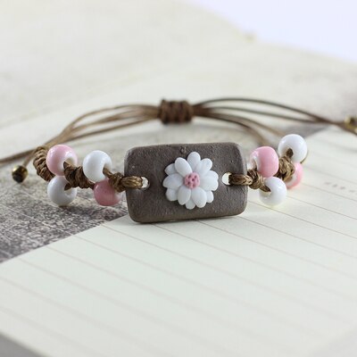 Hand-drawn cartoon weaving small and pure and fresh and the contracted wind of handmade ceramic bracelet #1617: HZ411