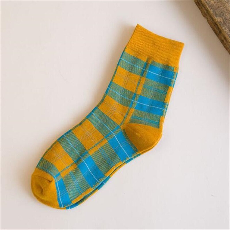 Calcetines Vintage de algodón a cuadros para mujer, medias Kawaii de rejilla de celosía escocesa Retro, de , a la , para Otoño e Invierno: 5