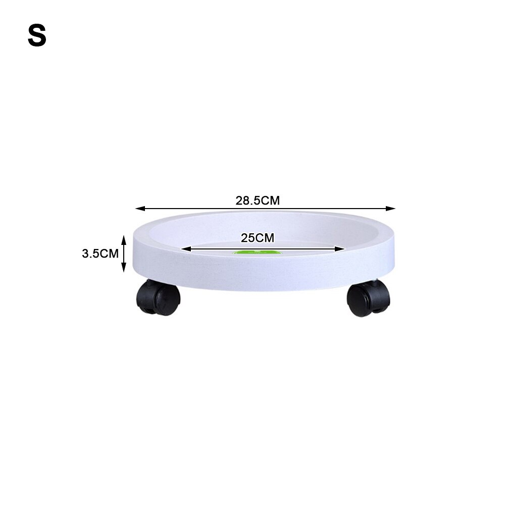 Removable Flower Pot Tray Universal Wheels Round Plastic Tray Flower Pot Rack Plant Stand Rolling Potted Plant Stand Fe25: White S