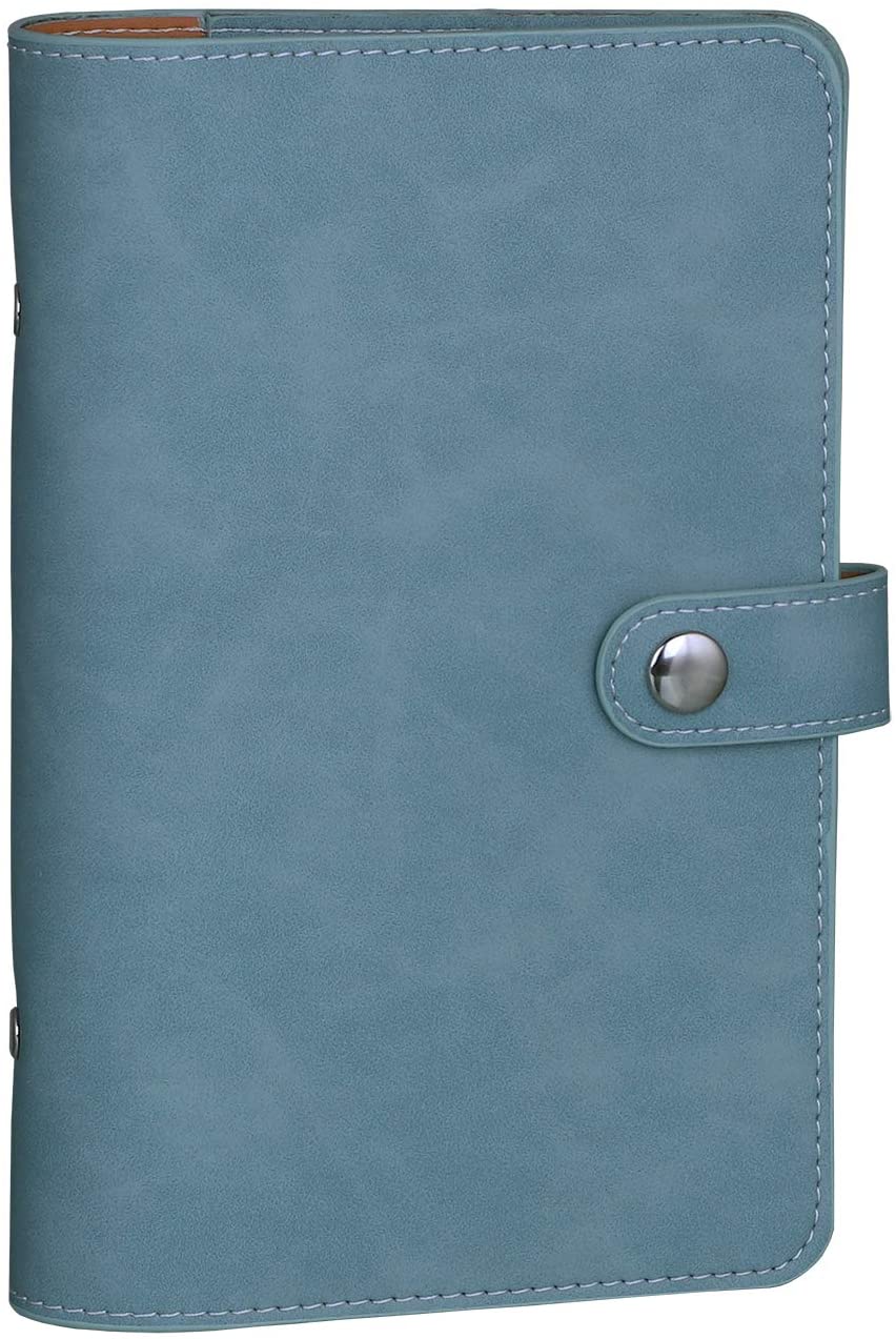 A6 PU Leather Notebook Binder Refillable 6 Ring Binder Cover for A6 Filler Paper Binder Pockets Personal Planner Binder: blue
