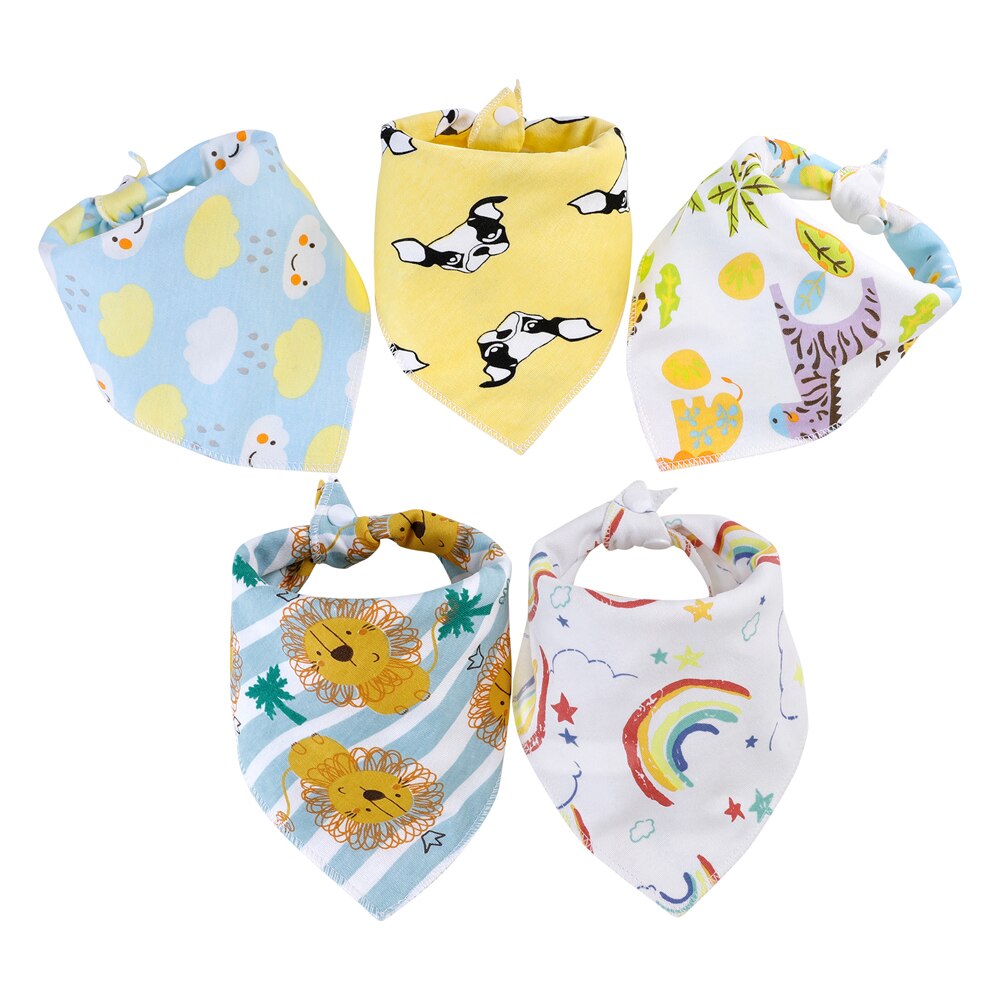 Civarua Kids 5 Stks/partij Baby Bandana Kwijlen Slabbetjes 100% Biologisch Katoen Slabbetjes Voor Jongens & Meisjes, super Zachte Absorberende Feeding Slabbetjes: SK0021