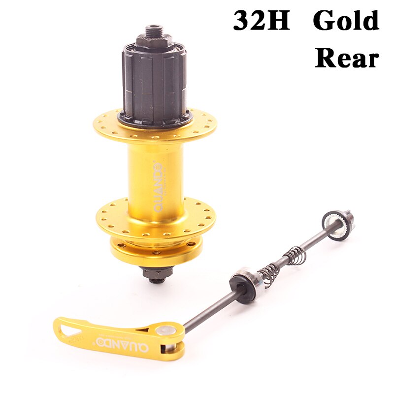 QUANDO vélo moyeu bague entretoise moyeu 32H 36H trous vélo vtt VTT avant arrière Cassette roue libre et 6 boulon frein à disque: 32H Gold Rear