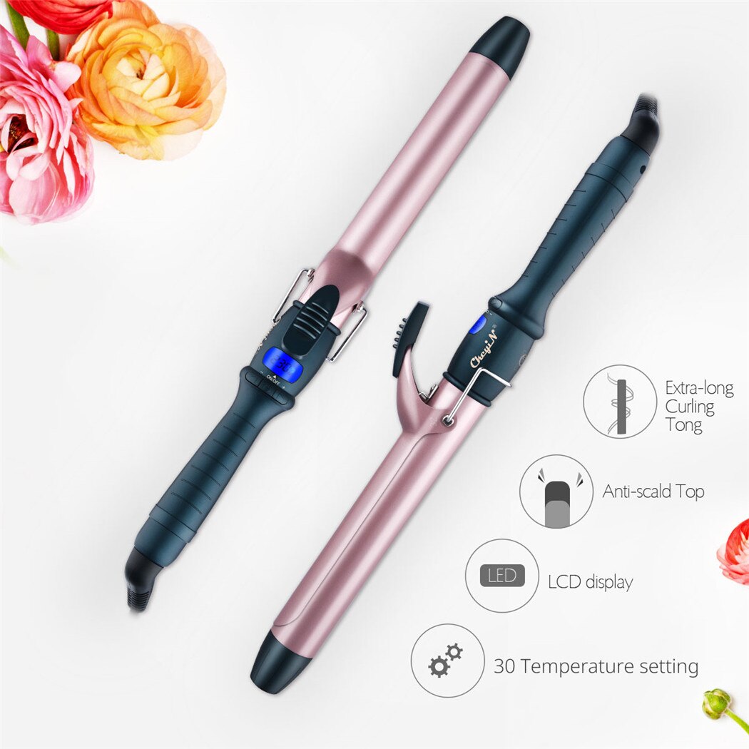 CkeyiN 25mm 32mm 38mm Hair Curler Ceramic Coating Deep Curling Wand Negative Ions Fast Heating Curling Iron for Dry and Wet Hair
