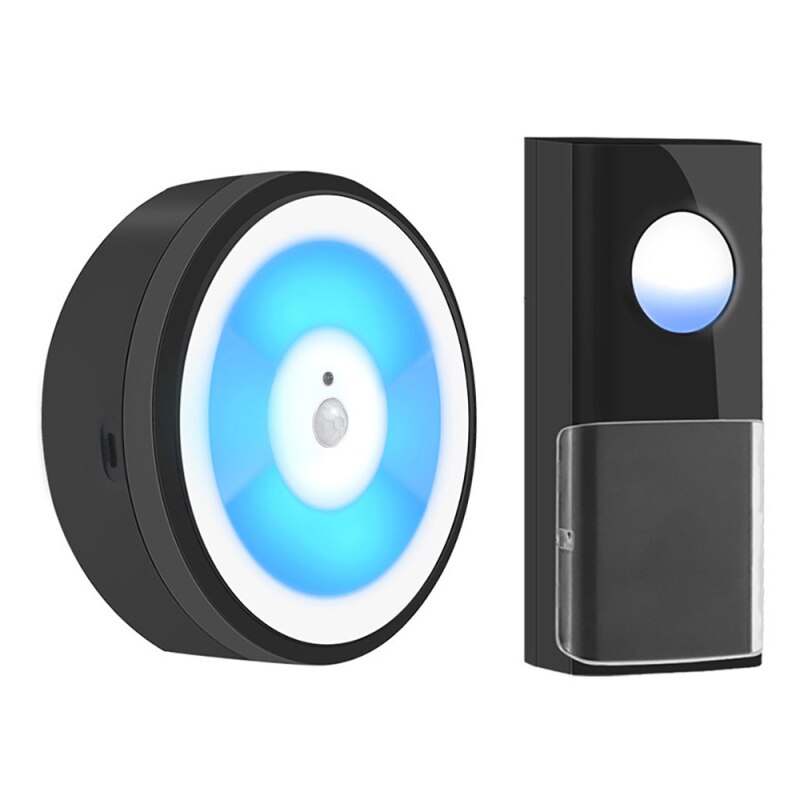 USB Powered IP55 Waterproof Wireless Smart Doorbell Door Bell Ring Chime Call 433MHZ LED Night Light Home Plug-Free For Home: B1 button 1 receiver