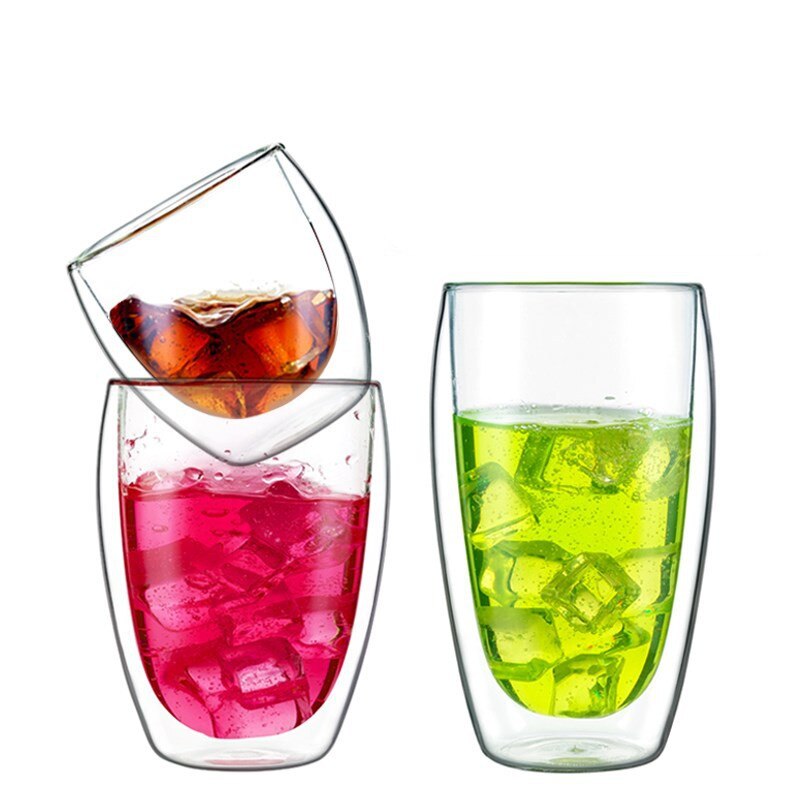 Water Fles Koffie Cup Hittebestendige Dubbele Wand Glazen Beker Bier Handgemaakte Melk Citroensap Cup Drinkware Thee Mokken