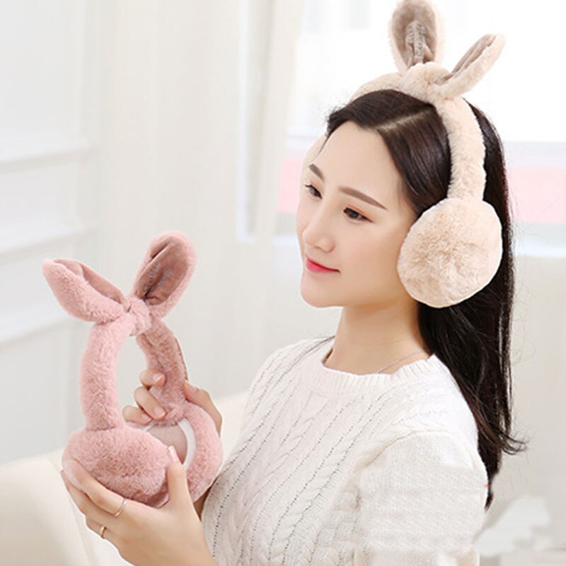 Søde kaninører kvinder ørepropper vinter varme øreopvarmere ørebeskyttere piger ørevarmere udendørs sportstøj tilbehør