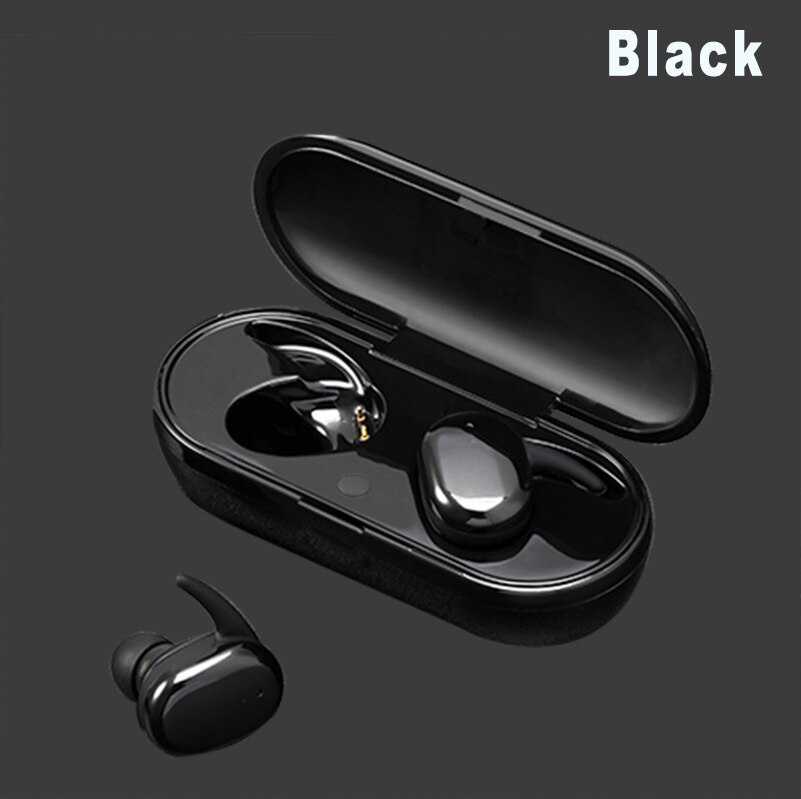 Bluetooth Oortelefoon V5.0 Tws Touch Control Stereo Draadloze Hoofdtelefoon Mini Headset: BLACK