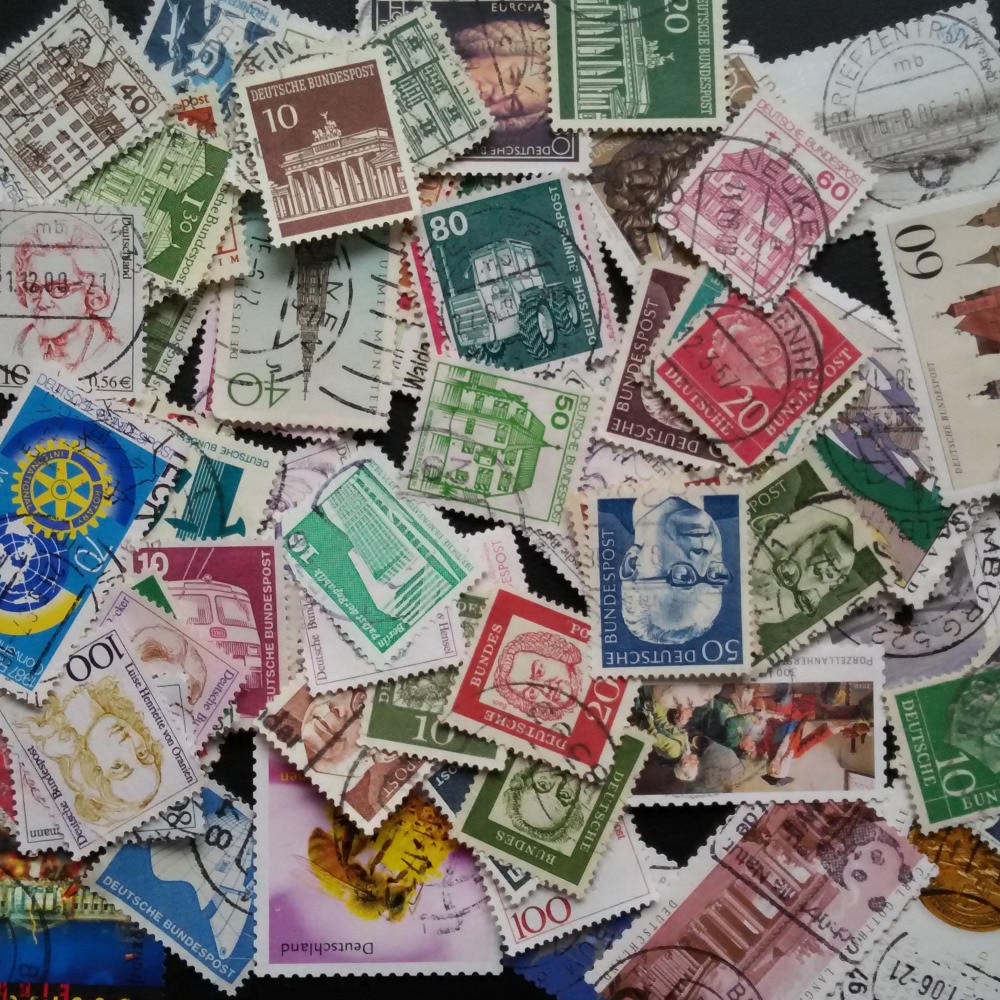 100 Stuks/partij Duitsland Alle Verschillende Commen Postzegels Gebruikt Met Post Mark
