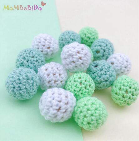 30Pcs Houten Gehaakte Bedekt Kralen Colour Mix Bal 16Mm Voor Baby Tandjes Diy Ketting Mini Haak Kraal: Type 2