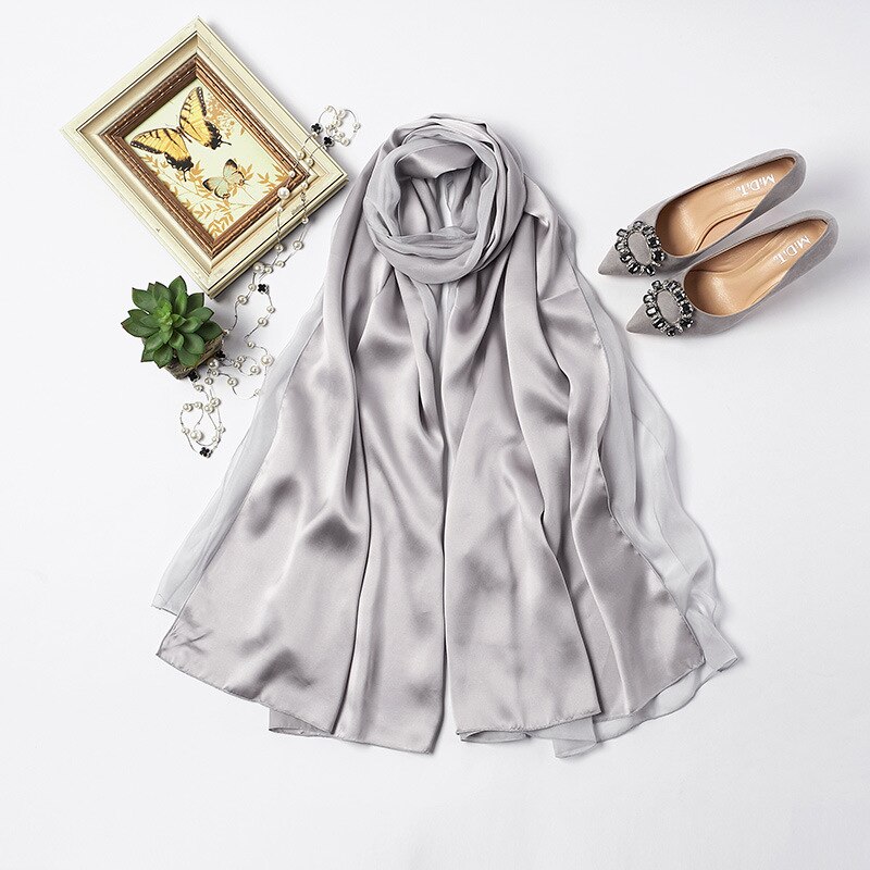 Bufanda con flecos para mujer, sarga de algodón, chal de otoño-invierno, bufandas cálidas de colores degradados, bufandas femeninas GRAY22