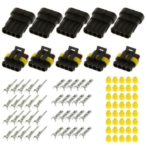 10Set 2/3/4Pin Plug Terminal Wire Connector Sealed Waterproof Electrical Car SUV Motorbikes Boats, Jet Ski: 4 Pin without wire