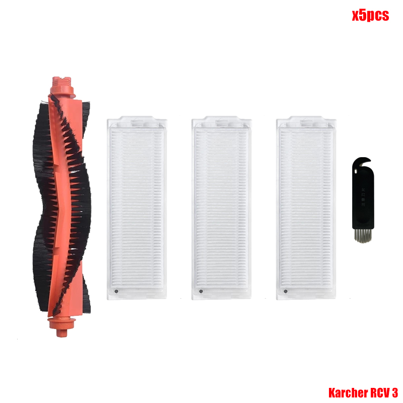 Accessories For Karcher RCV 3 Robot Vacuum Cleaner Spare Parts Roller Side Brush Hepa Filter Mop Cloth Tool Brushes Replacement: Clear