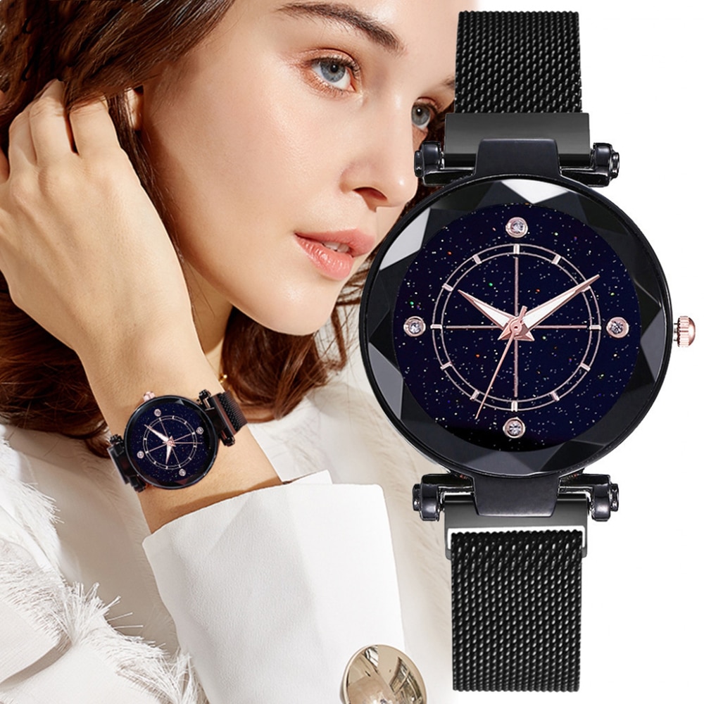Mode Vrouwen Horloge Magneet Gesp Sterrenhemel Horloge Luxe Dames Horloge Quartz Klok Relogio Feminino