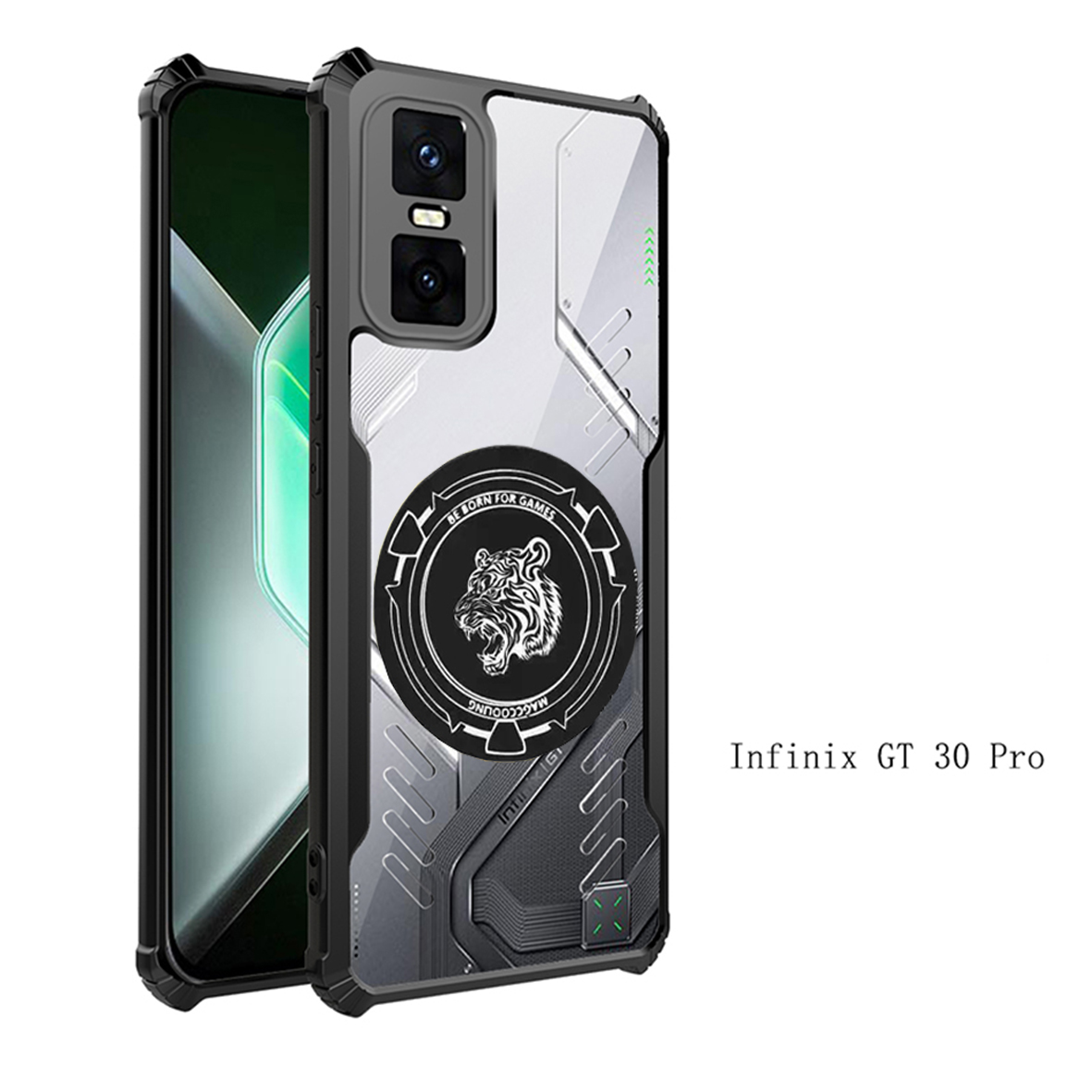 Para infinix GT 30 Pro funda grafeno disipación de calor protectora anticaídas Esports para infinix GT 20 10 Pro cubierta NO.04: Negro