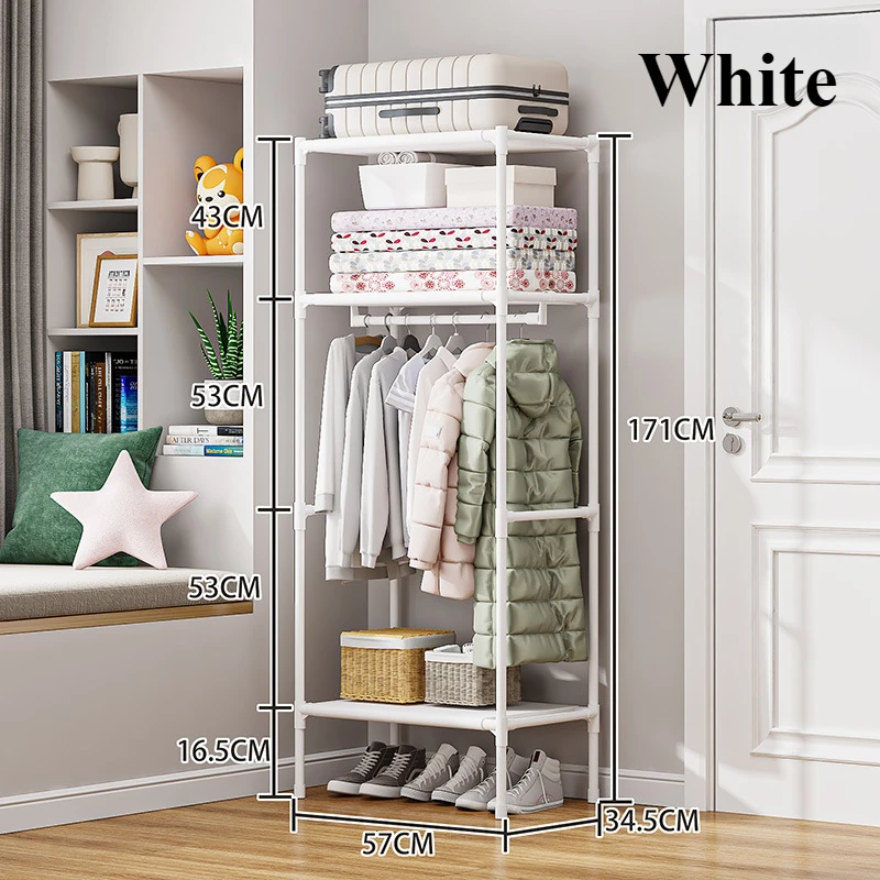 Coat Rack Multifunctional Simple Clothing Rack Multi Layer Large Capacity Storages Shelf Hanger Household Single Row Wardrobe: black