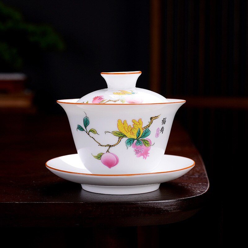 Kinesiske traditioner gai wan teskål ben kina tesæt dehua gaiwan te porcelæn grydesæt til rejse smuk og let kedel: 04