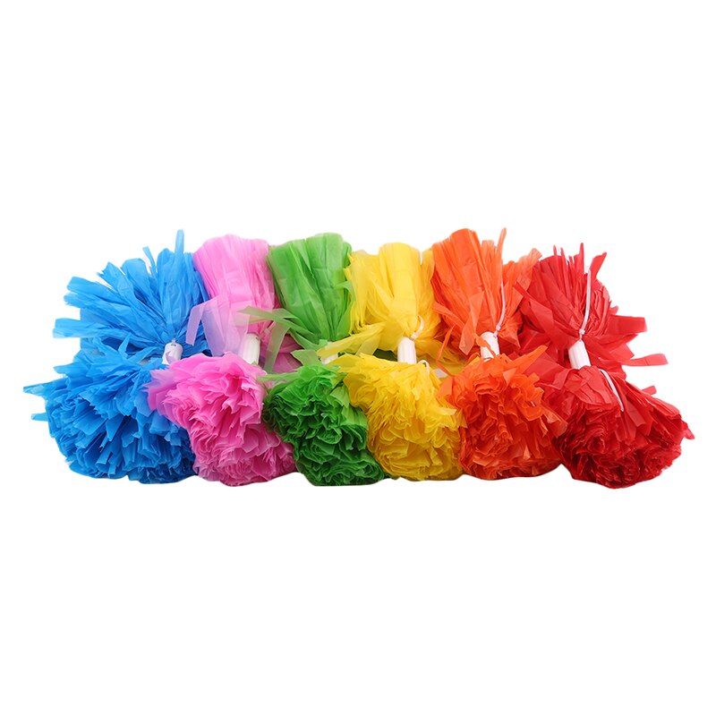 Plastic Handle Metallic Streamer Pompoms Cheerleading Pom Pom Ball Cheering Dance Decorator Club Sport Supply