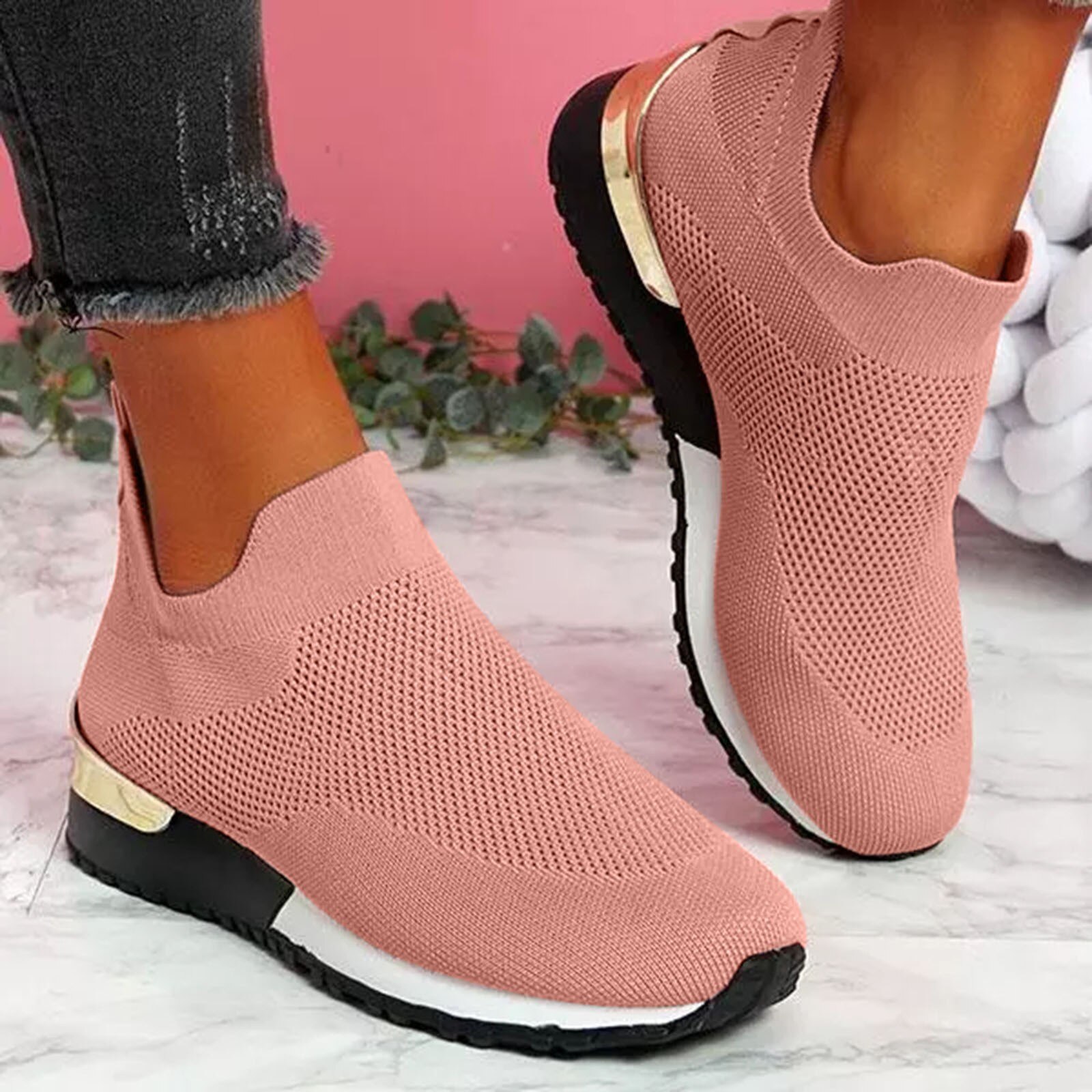 Vrouwen Mesh Schoenen Flats Outdoor Sneakers Lente Effen Kleur Sport Schoenen Runing Ademende Schoenen Sneakers Flats