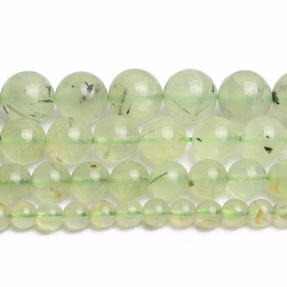 Smooth beads Pick Size 4.6.8.10 12mm Genuine Green Prehnita Round Loose Stone Beads For Jewelry Making