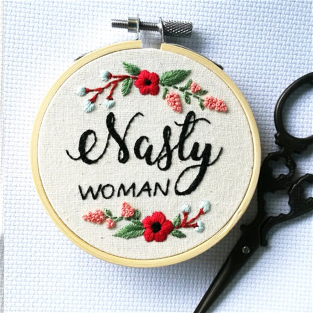 Flower Pattern DIY Embroidery Kit with Bamboo Hoop Cross Stitch 3D Europen Handmade Craft for Beginers Materials Set Package