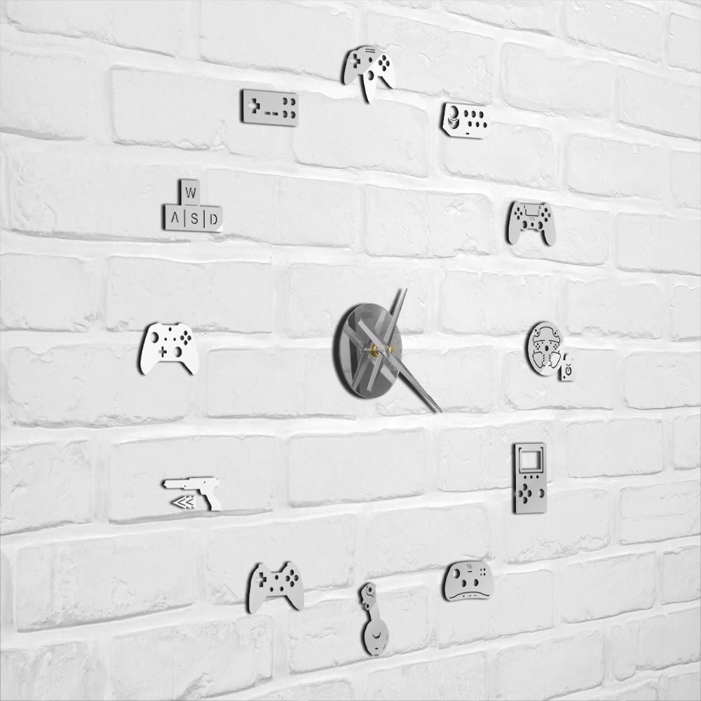 Game Controller Mirror Surface DIY 3D Acrylic Wall Clock Gamer Passion Hobby Video Games Buttons Virtual World Boy Bedroom Decor