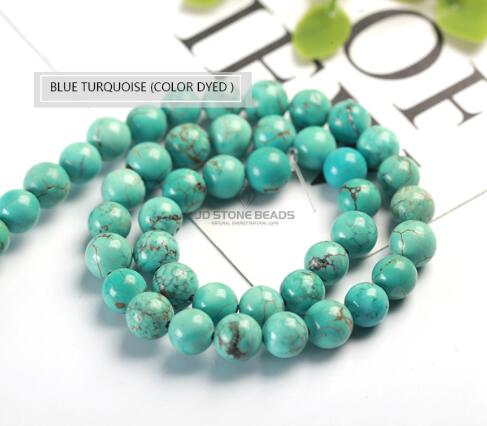 Blue Turquoise Matte Green Turquoise Semi-Finished Handmade Bracelet Stone loose beads Accessory For Jewelry Making: DYED BLUE TURQUOISE / 12mm30pcs 1lot