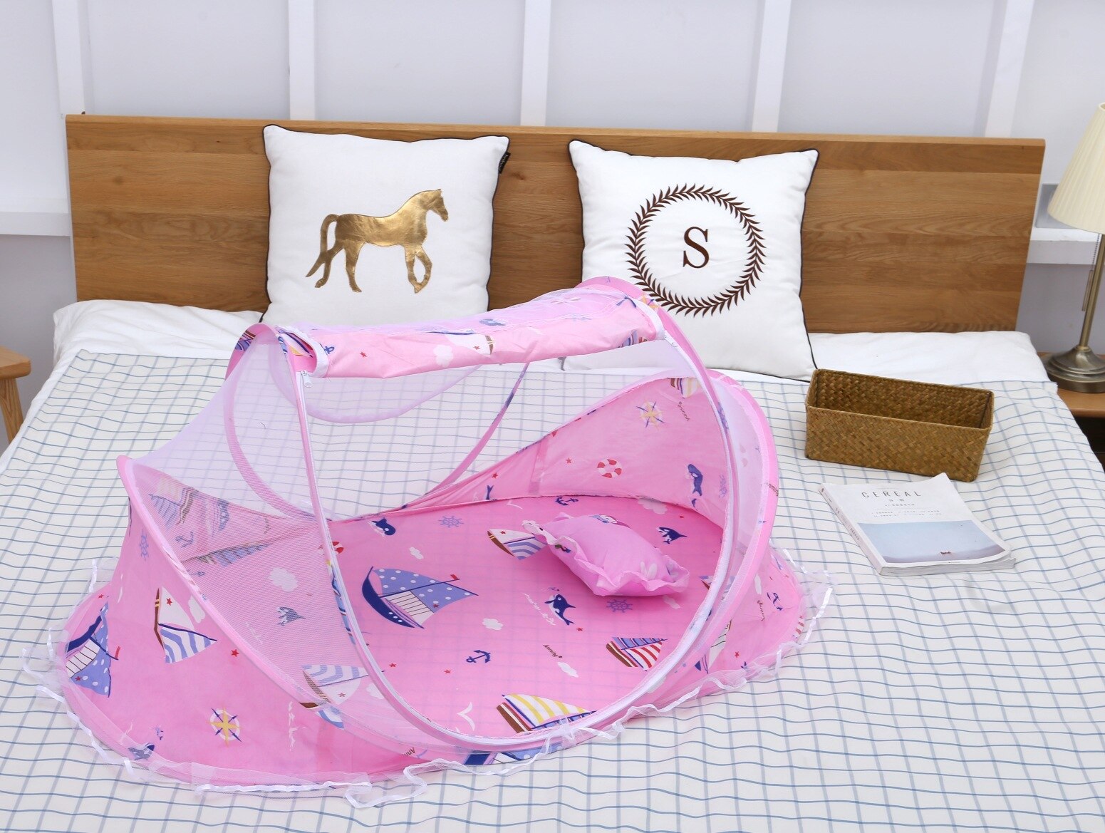 Baby Klamboe Inklapbare Kinderen Yurt Netten Cribs Beugel Netto Cover Bed Tent Wieg Producten Klamboe Voor Baby Childern: pink Three-piece set