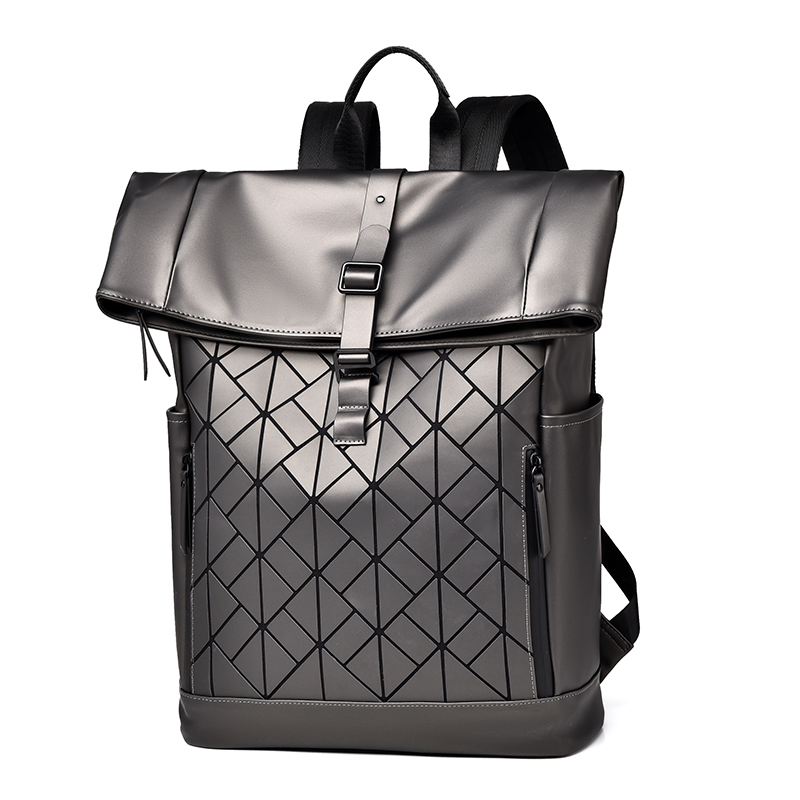 Mochila moderna, bolsa de ombro elegante, mochila casual para laptop, design gradiente moderno para uso diário, viagens e adolescentes: CINZA