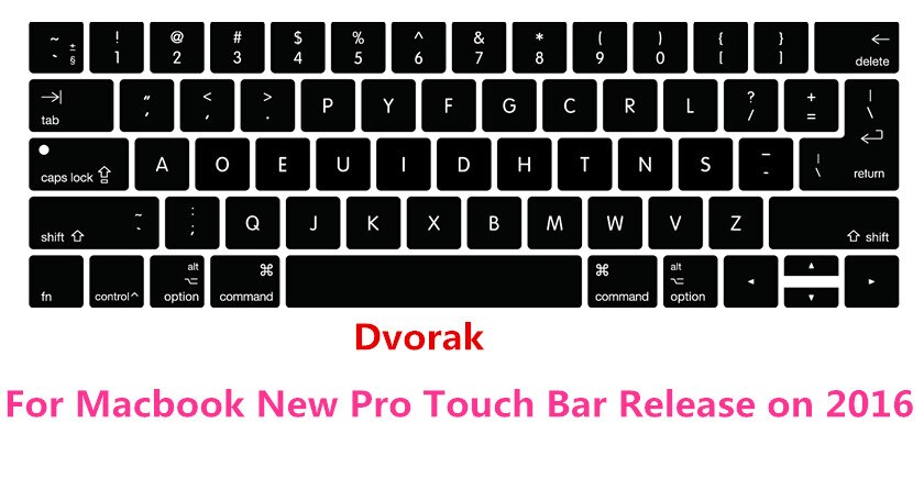 US/ue silikonowy Colemak Dvorak francuski hebrajski klawiatura pokrywa skóry dla Macbook 2017 nowy Pro 13 "A1706 15" A1707 z dotykowym paskiem: Dvorak