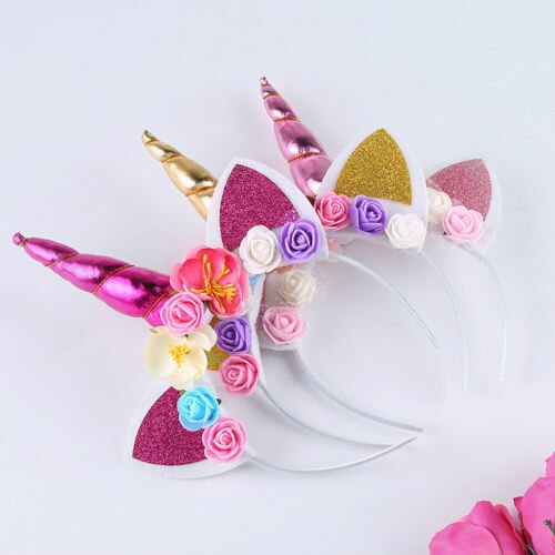Dulce encantador cuerno de caricaturas mágico cabeza Floral chico diadema vestido de lujo decorativo 3 Estilo