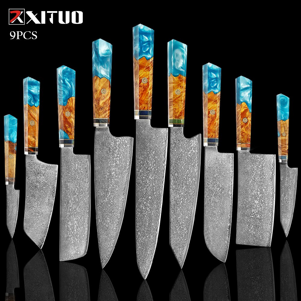 XITUO Kitchen Chef Knife Damascus Knife Set Japanese Knife Damascus Steel VG10 Santoku Paring Knives Cooking Tool