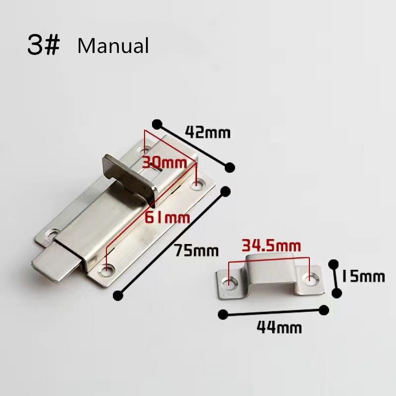 ，Stainless steel bolt lock spring anti-theft door accessories wood metal sliding door plug door buckle door bolt: Type 3Manual